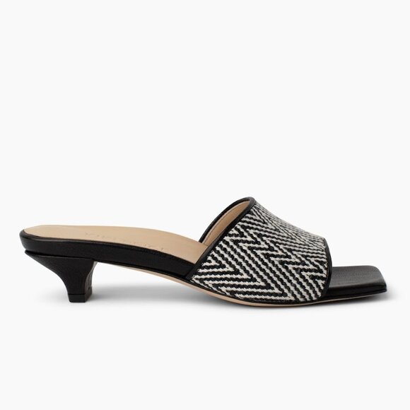 Slide On Over – Black Leather & Raffia Slides, New in Box - Picture 3 of 6